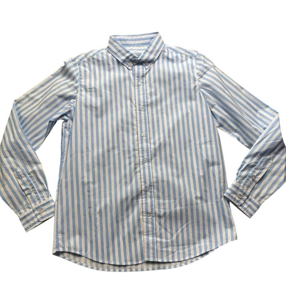 Eleanor Rose Boys Blue and White Striped James Button Down Shirt Size 14-16